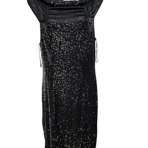 BE BLUEMARINE Sequined evening Gown Black Sexy! Sz 44 / us 8